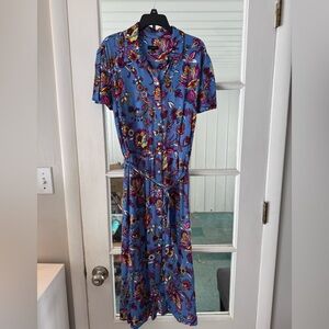 Talbots Blue Floral Midi Dress